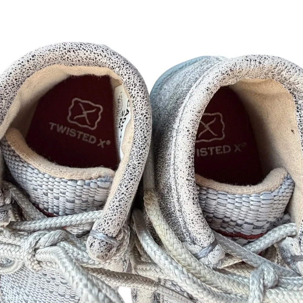 Twisted X Infant Grey Crackle Leather Woven Moccasins ICA0012 Size 2M
